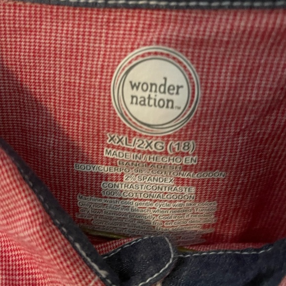 Wonder Nation button down short sleeve shirt. Size XXL boys size 18 - Picture 4 of 4
